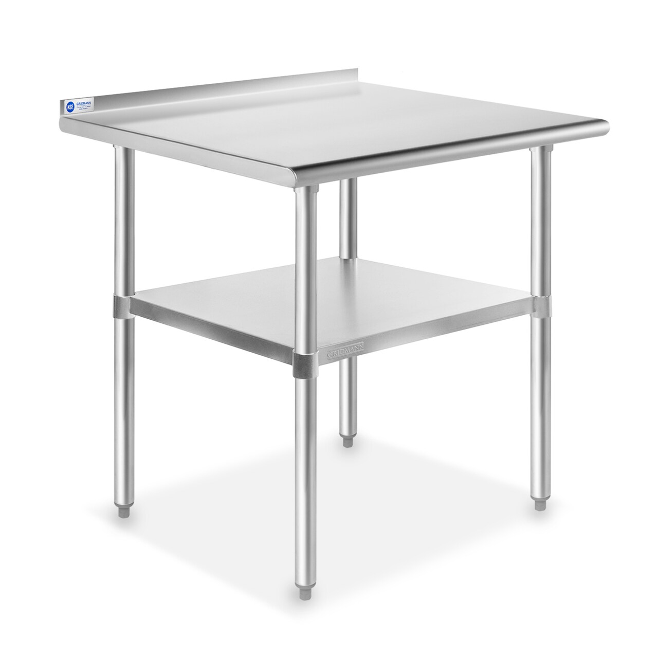 GRIDMANN Stainless Steel Kitchen Prep Table with Backsplash & Under Shelf, NSF Commercial Work Table for Restaurant and Home